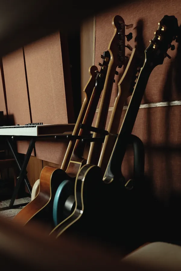 Guitars and keyboard in the studio